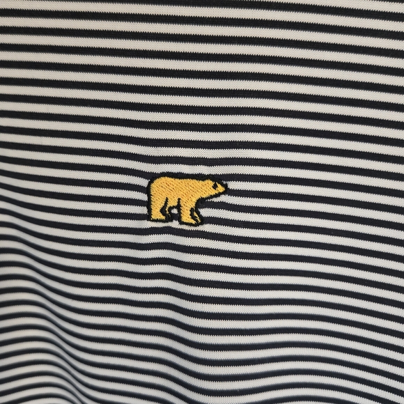 Jack Nicklaus Polo Shirt Men Size Medium Navy Blue White Stripe Golf Golden Bear - Picture 9 of 11